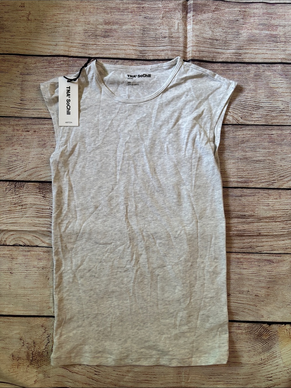 Aritzia TNA Light Heather Gray Cap-Sleeve Tank